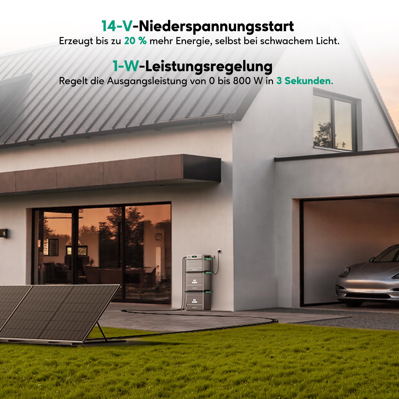 Balkonkraftwerk mit Speicher Zendure SolarFlow 800 Plus 900W und Solarpanel