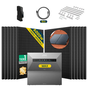 Anker SOLIX Solarbank MAX mit 6000W Solarmodul Set und Zubehör für erneuerbare Energielösungen