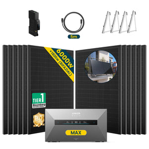 Anker SOLIX Solarbank MAX mit 500W Solarmodul Set und Zubehör für effiziente Energiegewinnung