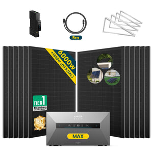 Anker SOLIX Solarbank MAX Set mit 6000W Solarmodulen, 5m Kabel und Montagesystem für effiziente Energie