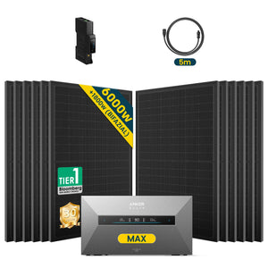 Anker SOLIX Solarbank MAX Solarbank mit 6000W Solarmodul Set, effizientes Balkonkraftwerk für Eigenheime.