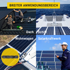 ALLDREI Solarkabel Verlängerung mit MC4 Stecker für verschiedene Anwendungen: Dach, Schiff, Wohnwagen, Solarkraftwerk.