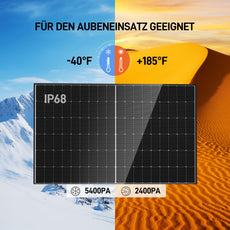 ALLDREI 450W Bifazialer Glas-Glas Solarmodule mit IP68 für Außeneinsatz bei extremen Temperaturen.
