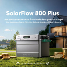 Balkonkraftwerk mit Speicher Zendure SolarFlow 800 Plus 1000W und Solarpanel