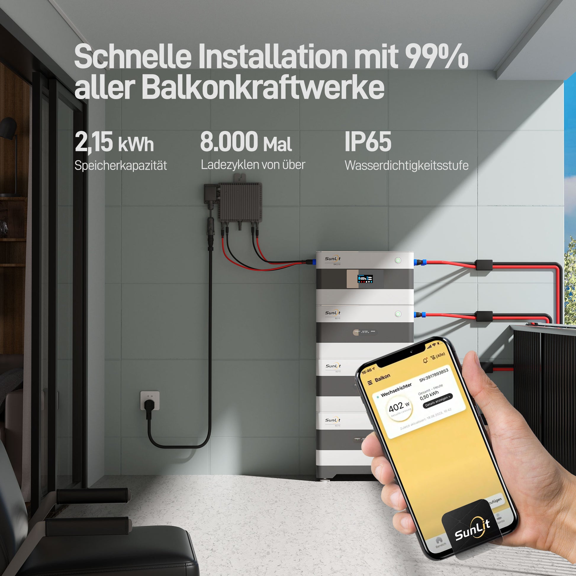 ALLDREI Balkonkraftwerkspeicher SunLit BK215