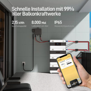 ALLDREI Zusatz Speicher für Balkonkraftwerk SunEnergy XT B215 2150 Wh