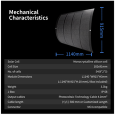 ALLDREI 800W Balkonkraftwerk Set - 4 x 200 W Flexible Module - WLAN-Wechselrichter with mechanical specifications