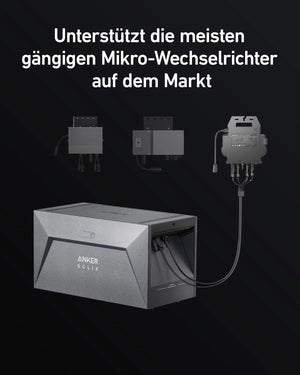 Anker SOLIX Solarbank E1600 1600Wh Gen2 mit integr. 0W Schalter, LiFePO4 Akku: unterstützt Mikro-Wechselrichter auf dem Markt.
