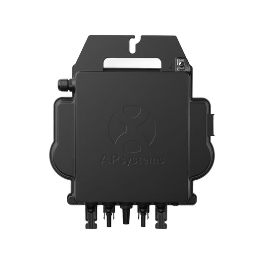 ALLDREI Wechselrichter APsystems EZ1-M front view with logo and connection ports