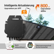 ALLDREI 2x440W Komplettset Balkonkraftwerk, Wechselrichter und Kabel mit intelligenter Aktualisierung.