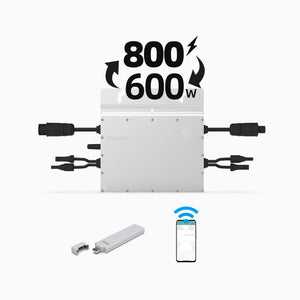 ALLDREI Wechselrichter Hoymiles 800W HM-800, 600W/800W einstellbar, inkl. DTU-Wlite, Mikro Wechselrichter mit WLAN für Balkonkraftwerk