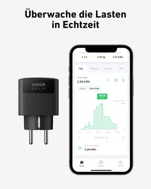 Anker SOLIX Smart Plug für Anker SOLIX 3 Pro/2 Pro/AC/Plus, WLAN, Bluetooth mit App zur Stromüberwachung.