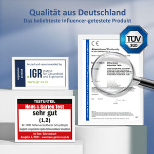 ALLDREI  Höhenverstellbarer Schreibtisch Gestell 2 Motoren, 2-Fach-Teleskop, mit 4 Speicher-Steuerung