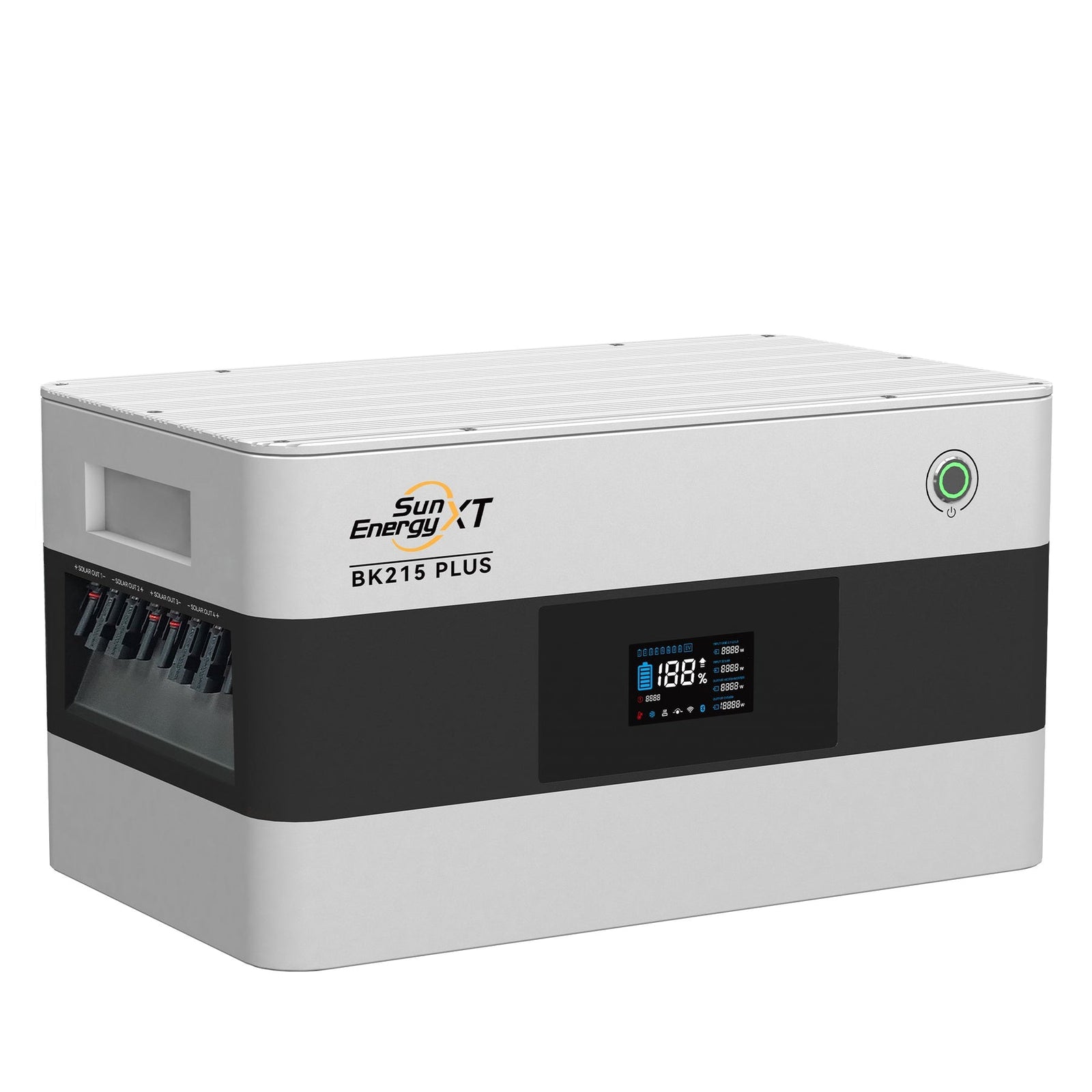 SunEnergyXT BK215 Plus Stromspeicher mit digitalem Display zur Überwachung der Energieleistung.