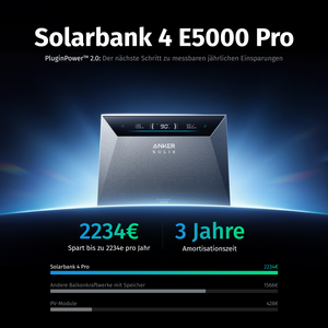Anker SOLIX Solarbank 4 E5000 Pro Balkonkraftwerk Speicher 5kwh inkl. Smart Meter Gen 2