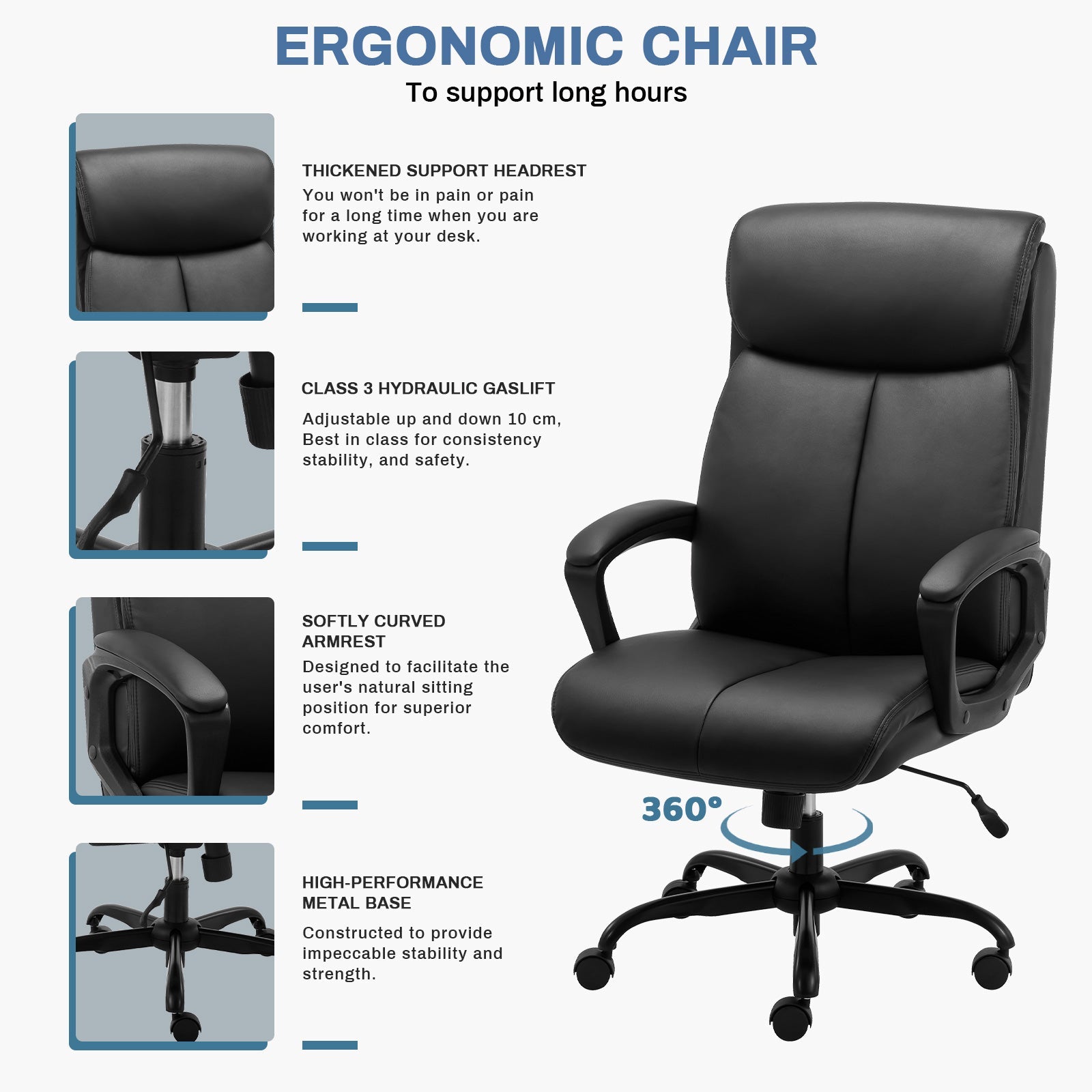 ALLDREI F005 Ergonomischer höhenverstellbarer Bürostuhl