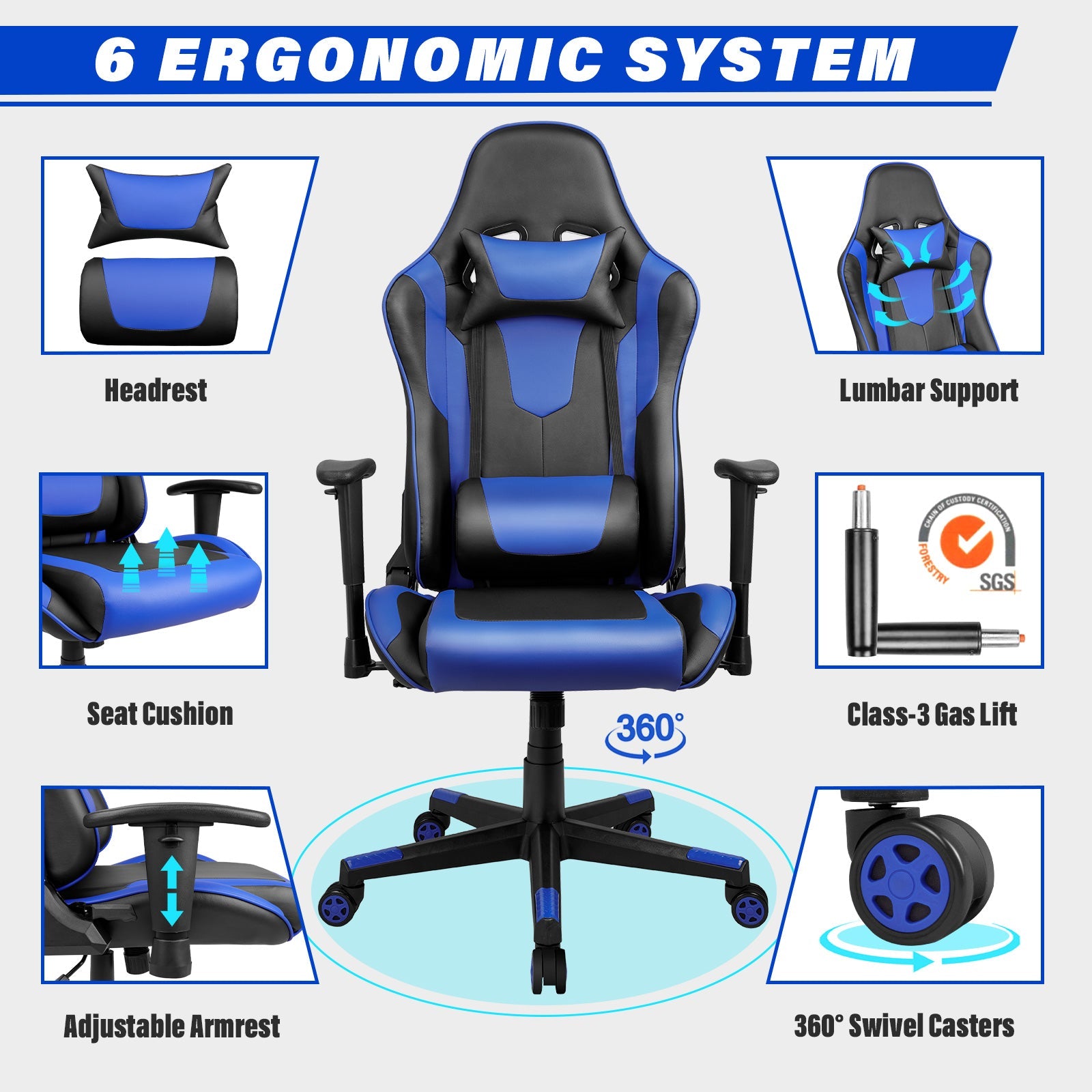 ALLDREI F004 Ergonomischer höhenverstellbarer Gaming Stuhl